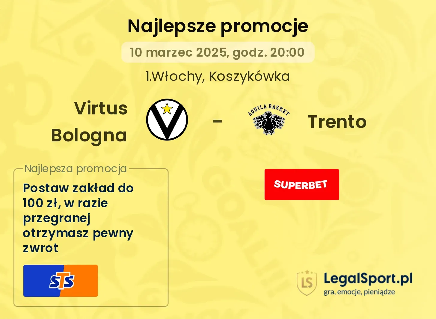 Virtus Bologna - Trento promocje u bukmacherów