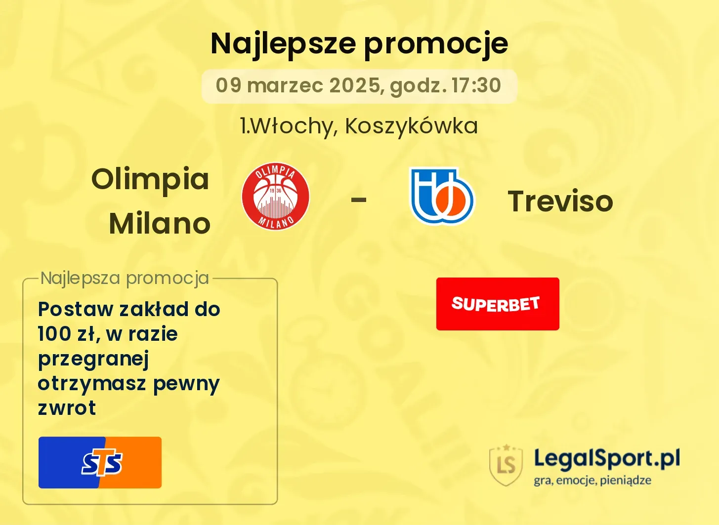 Olimpia Milano - Treviso promocje bukmacherskie