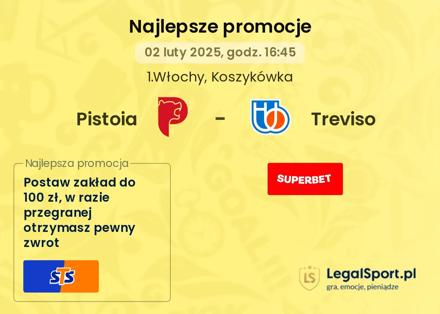 Pistoia - Treviso promocje bukmacherskie