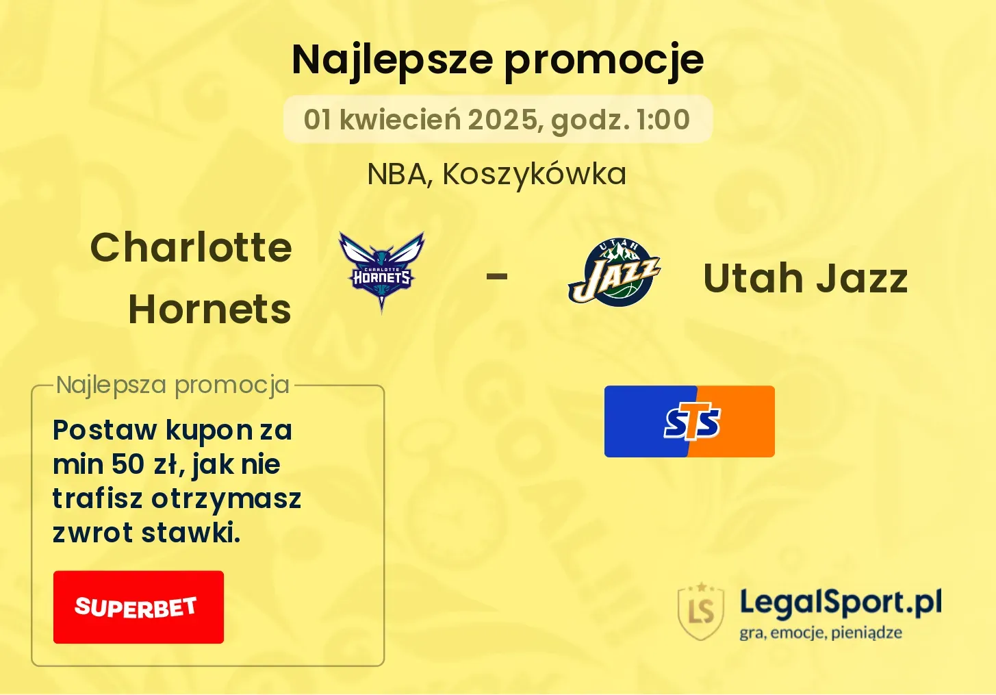 Charlotte Hornets - Utah Jazz promocje u bukmacherów