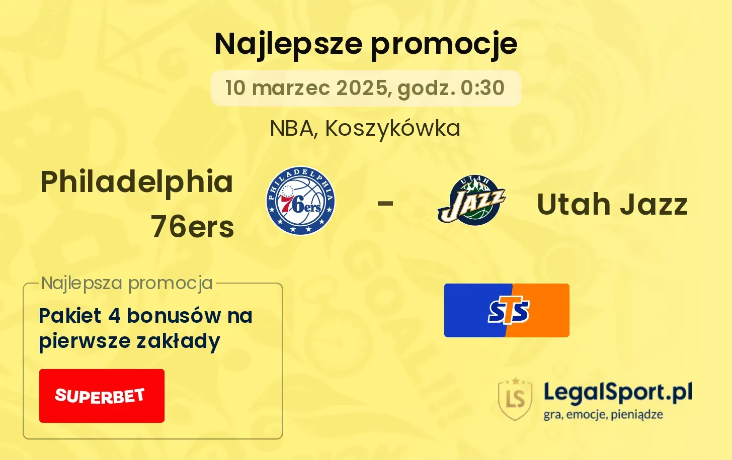 Philadelphia 76ers - Utah Jazz promocje bukmacherskie