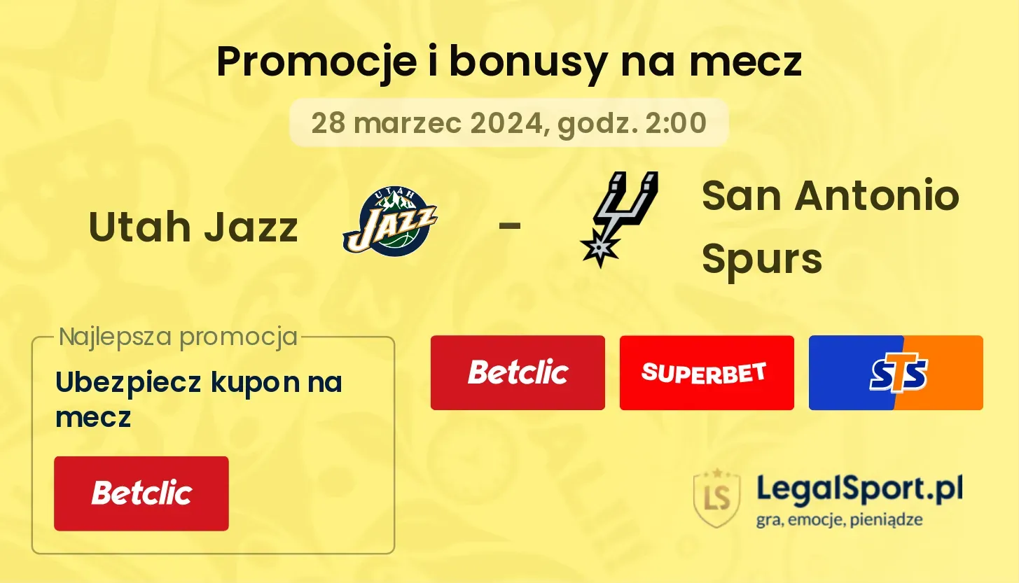 Utah Jazz - San Antonio Spurs promocje bonusy na mecz