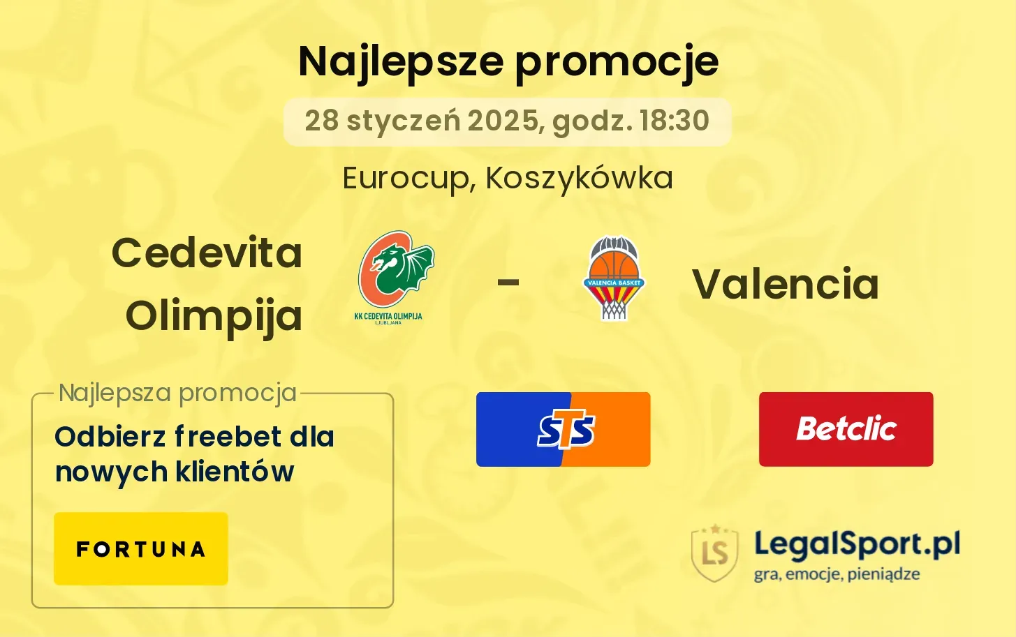 Cedevita Olimpija - Valencia promocje bukmacherskie