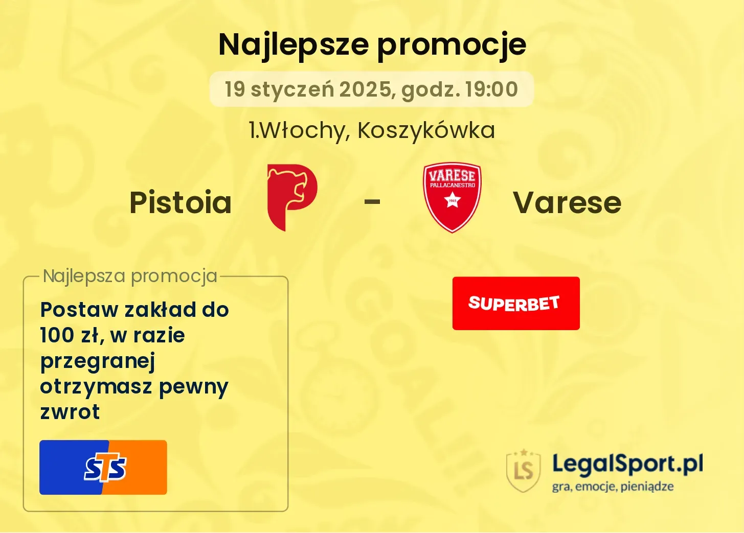 Pistoia - Varese promocje bukmacherskie