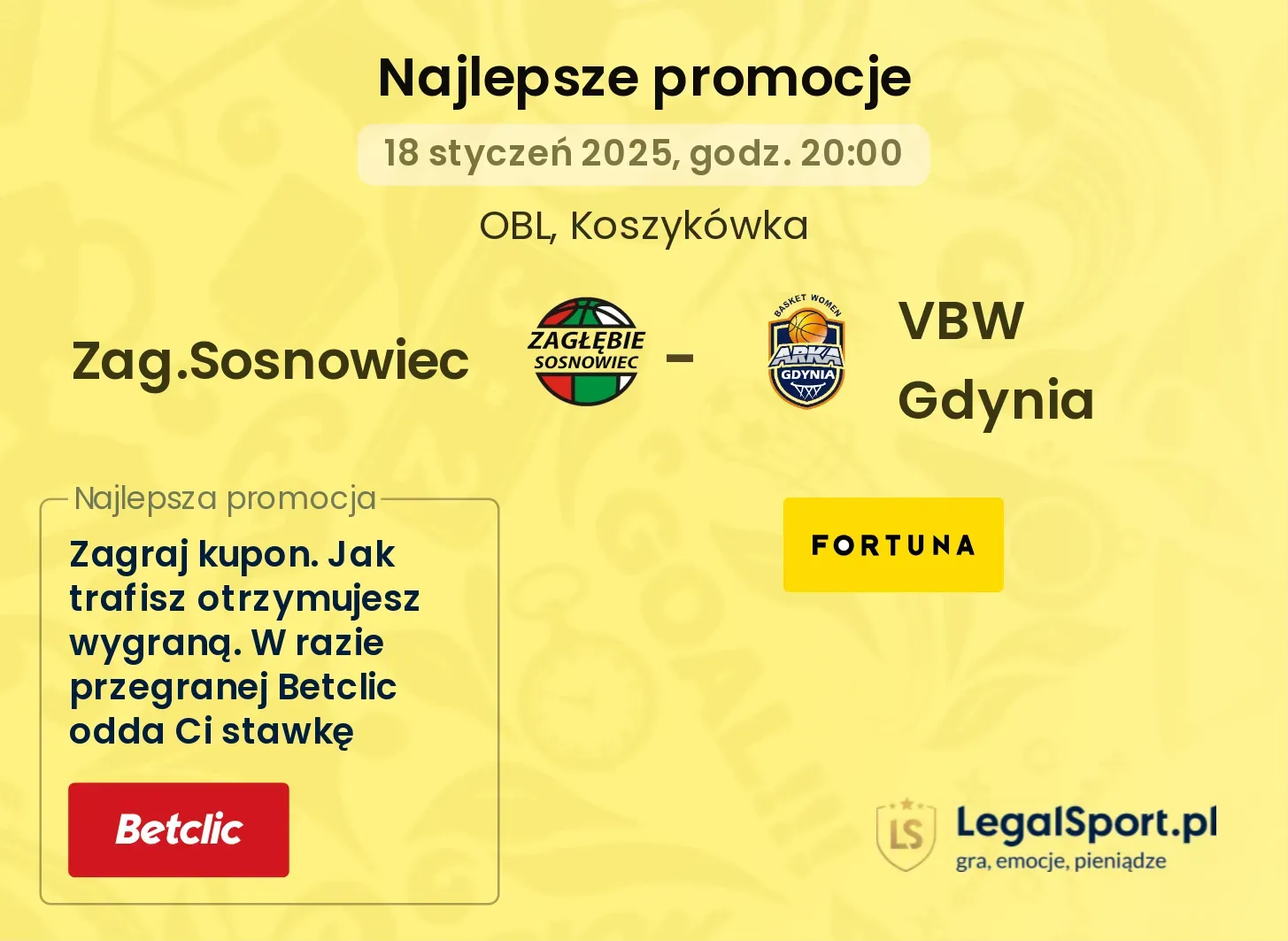 Zag.Sosnowiec - VBW Gdynia promocje u bukmacherów