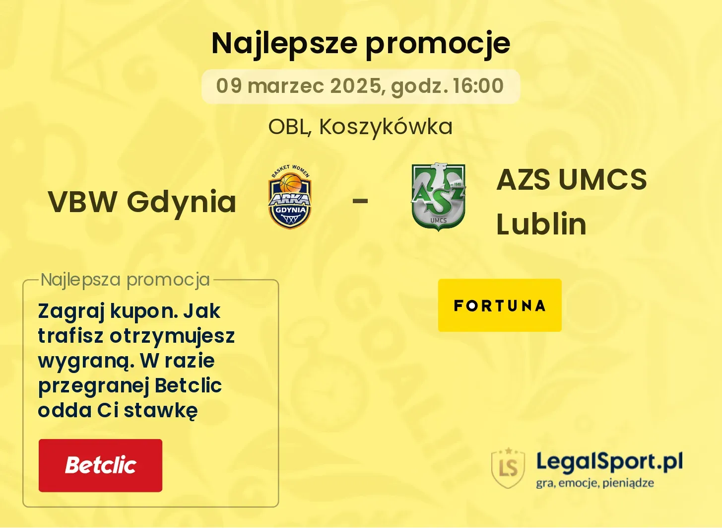 VBW Gdynia - AZS UMCS Lublin promocje u bukmacherów