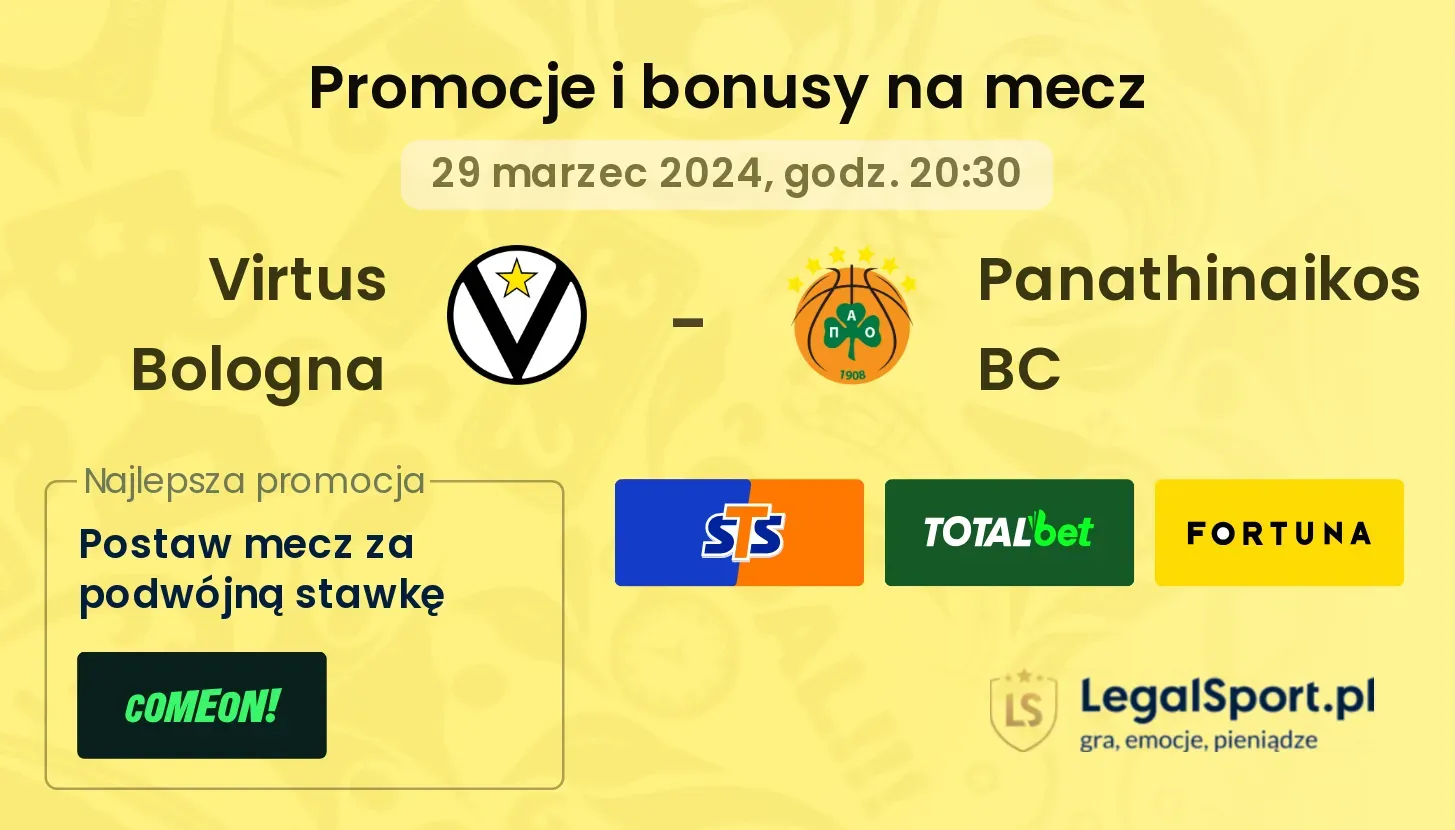 Virtus Bologna - Panathinaikos BC promocje bonusy na mecz