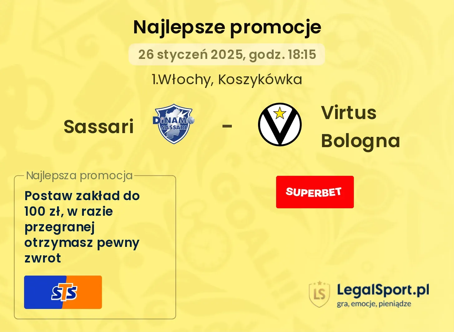 Sassari - Virtus Bologna promocje bukmacherskie