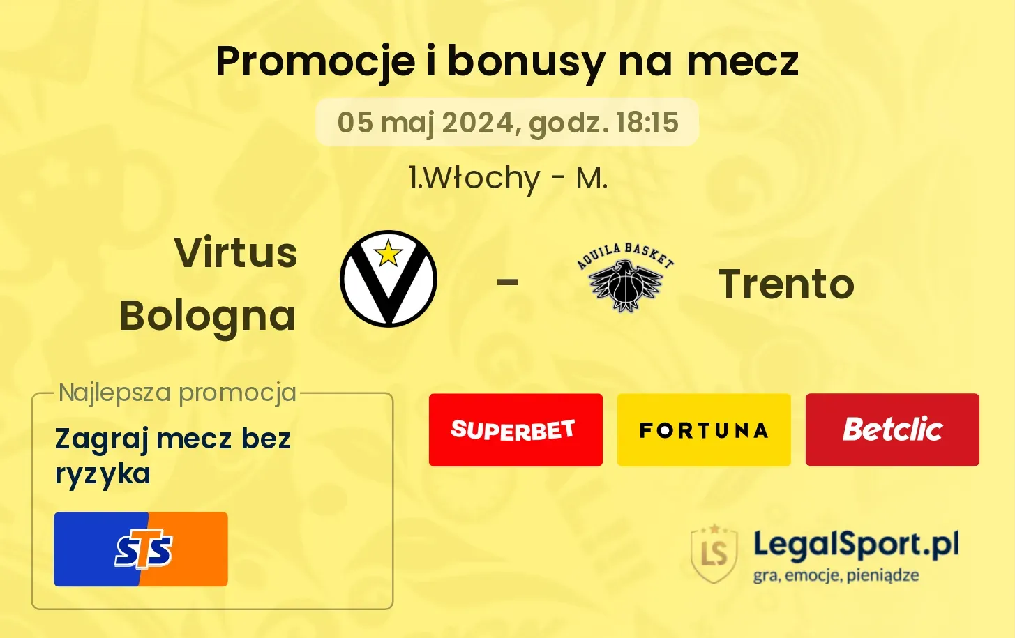 Virtus Bologna - Trento promocje bonusy na mecz