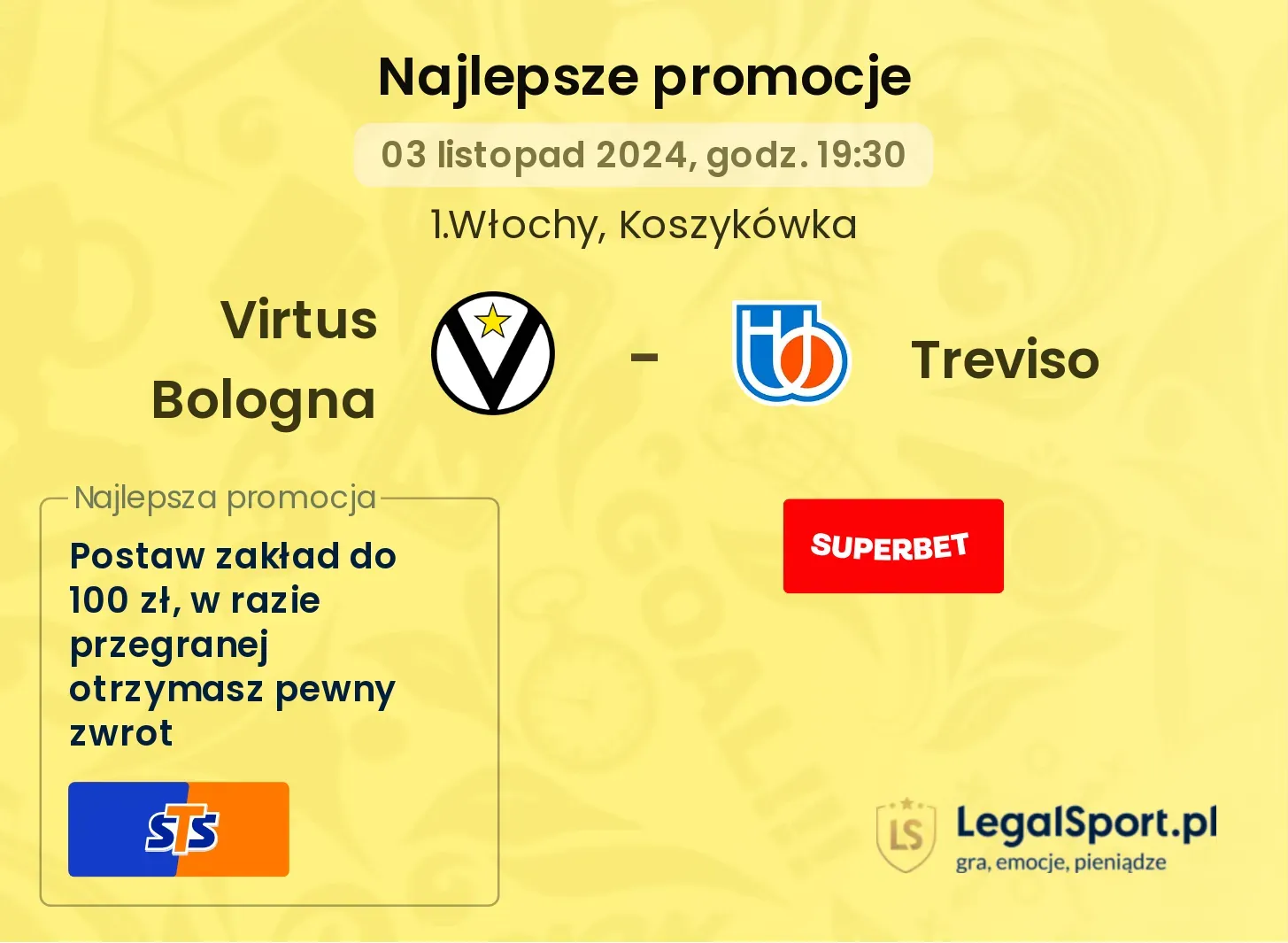 Virtus Bologna - Treviso promocje u bukmacherów 03.11, 19:30