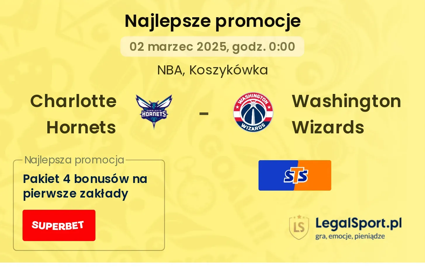 Charlotte Hornets - Washington Wizards promocje bukmacherskie