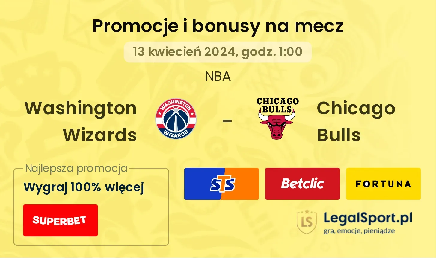 Washington Wizards - Chicago Bulls promocje bonusy na mecz
