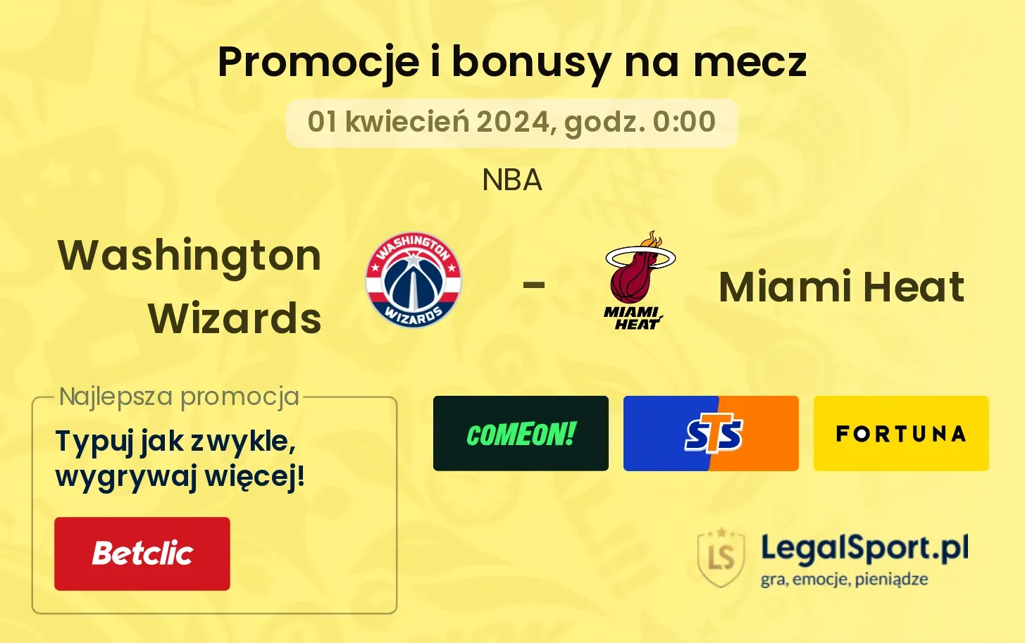 Washington Wizards - Miami Heat promocje bonusy na mecz