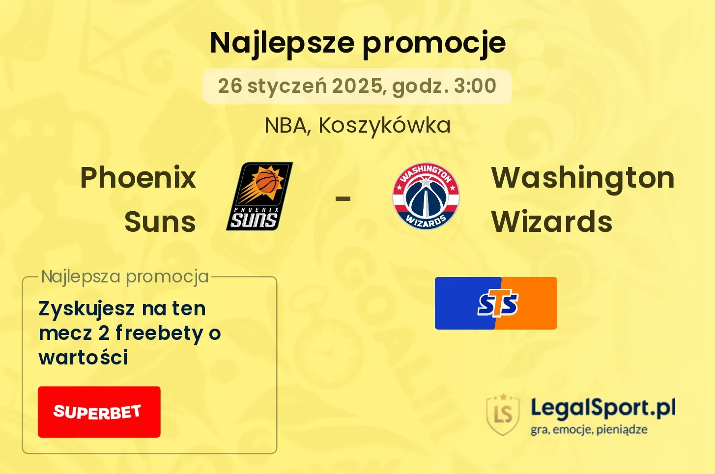 Phoenix Suns - Washington Wizards promocje u bukmacherów