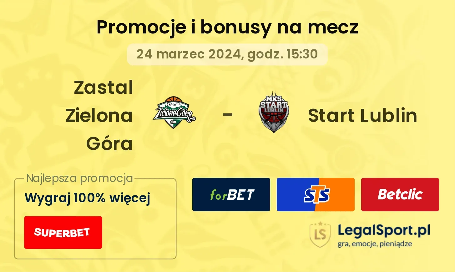 Zastal Zielona Góra - Start Lublin promocje bonusy na mecz