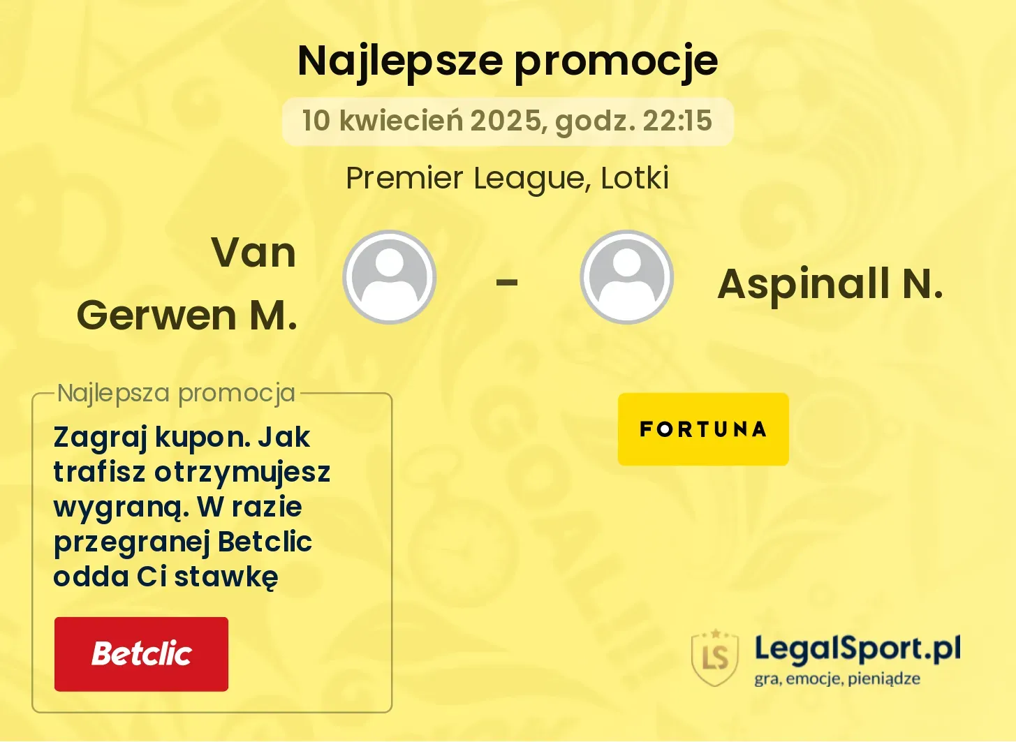 Van Gerwen M. - Aspinall N. promocje bukmacherskie