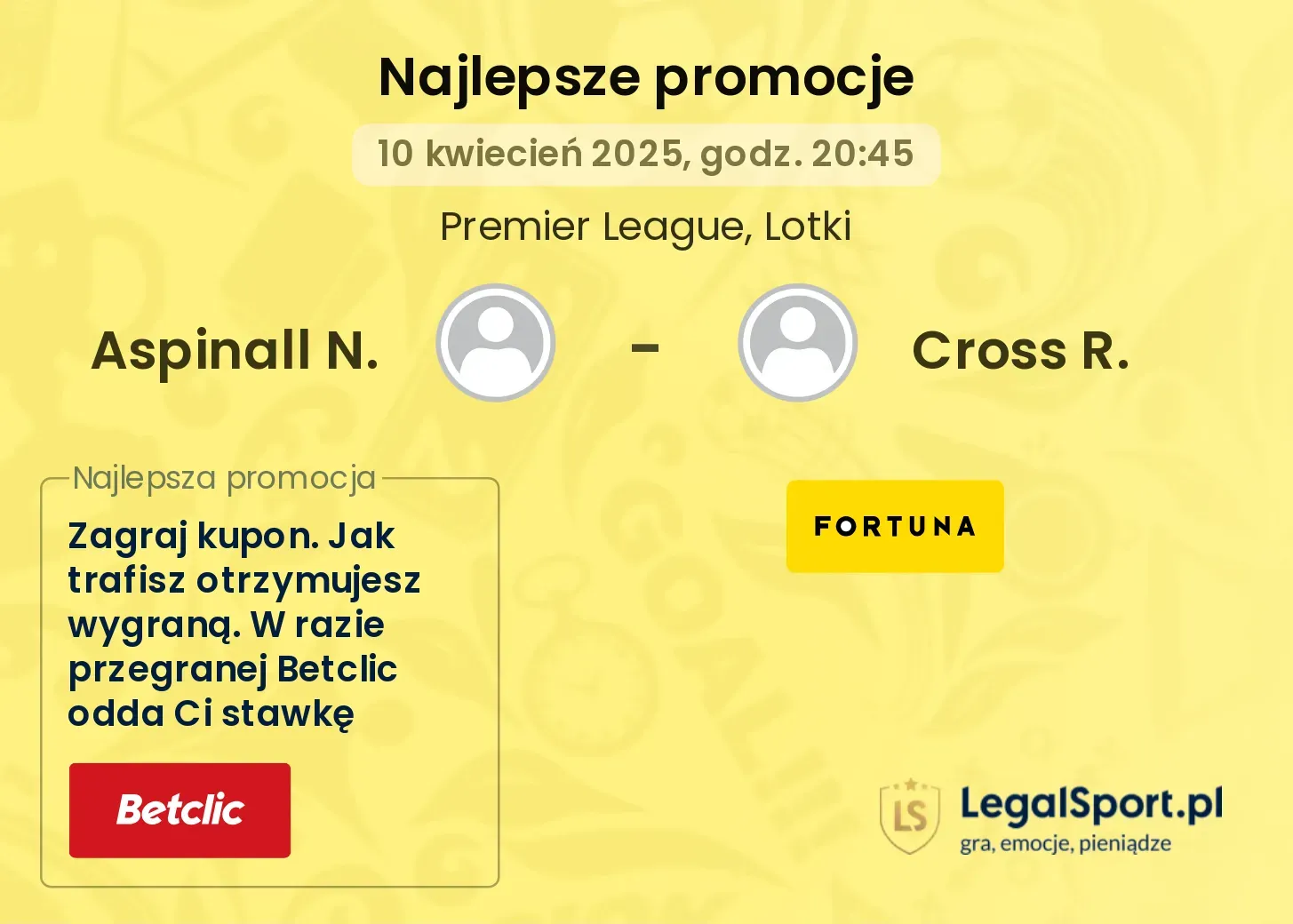 Aspinall N. - Cross R. promocje u bukmacherów