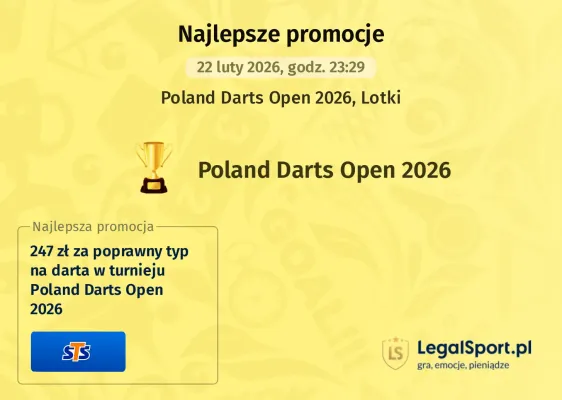 STS: 247 zł za poprawny typ na darta w turnieju Poland Darts Open 2026