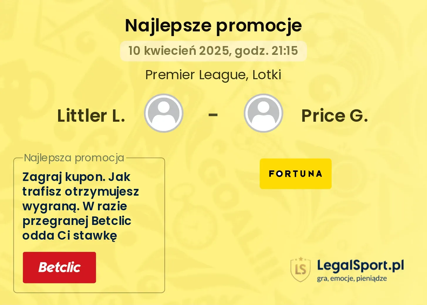 Littler L. - Price G. promocje u bukmacherów