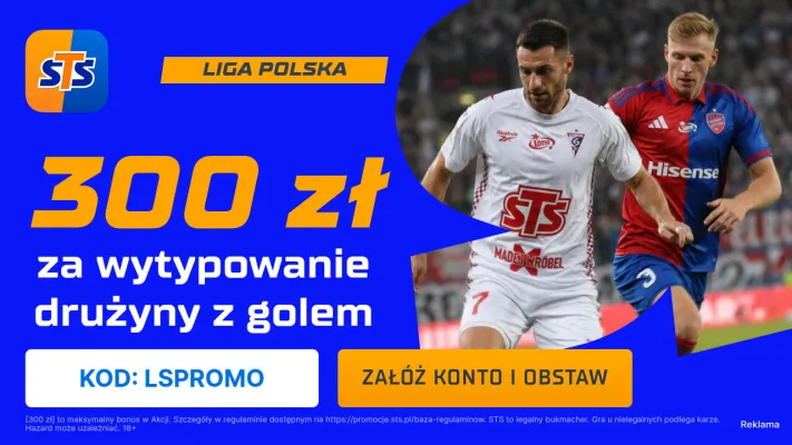 Promocja STS: 300 zł za wytypowanie drużyny z golem w meczu 1. Ligi