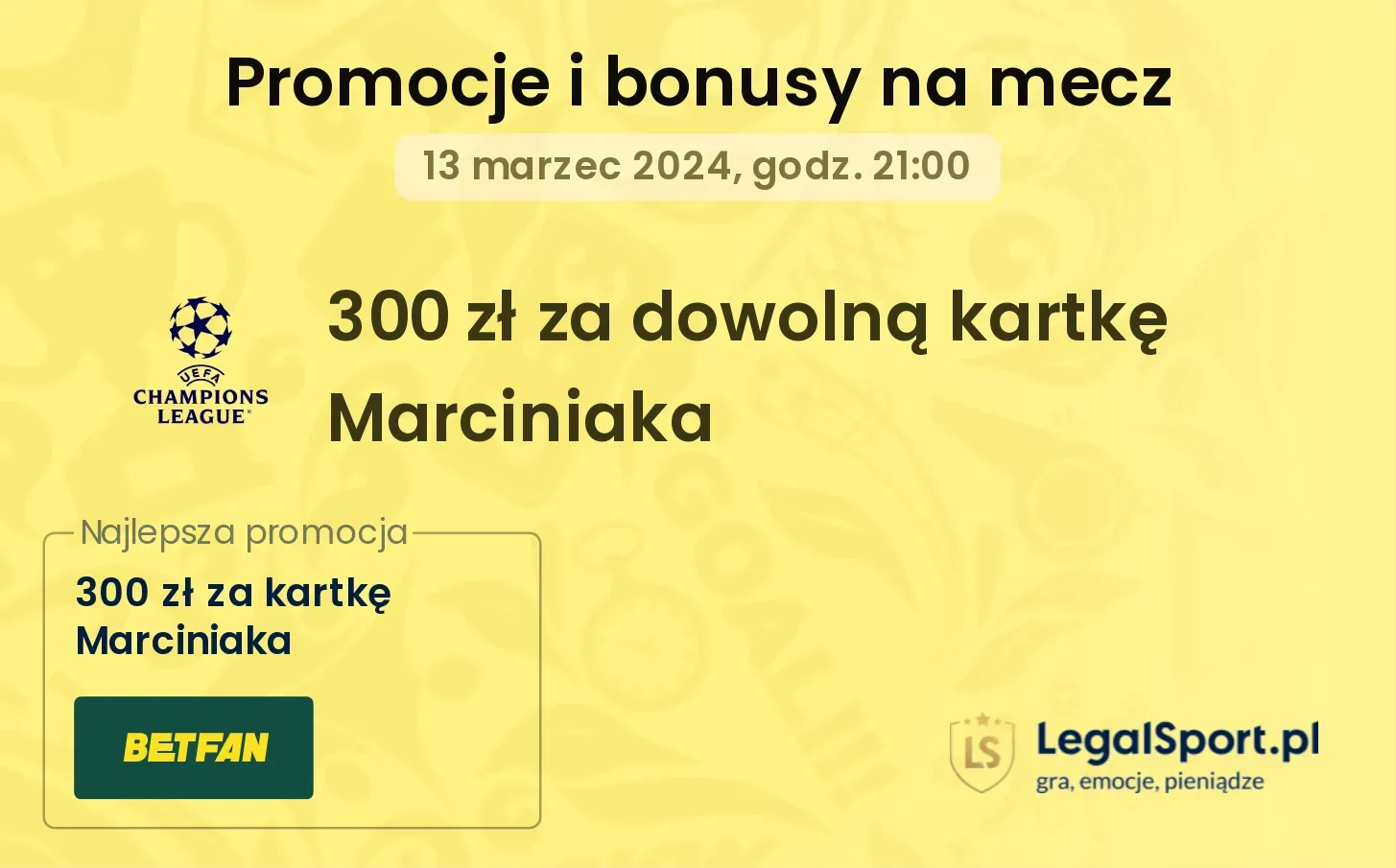 300 zł za kartkę Marciniaka w meczu Atletico - Inter w BETFAN (13.03.2024)