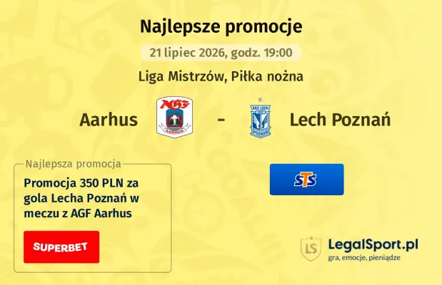 Promocja STS: 300 zł za gola Lecha Poznań w meczu z Aarhus GF