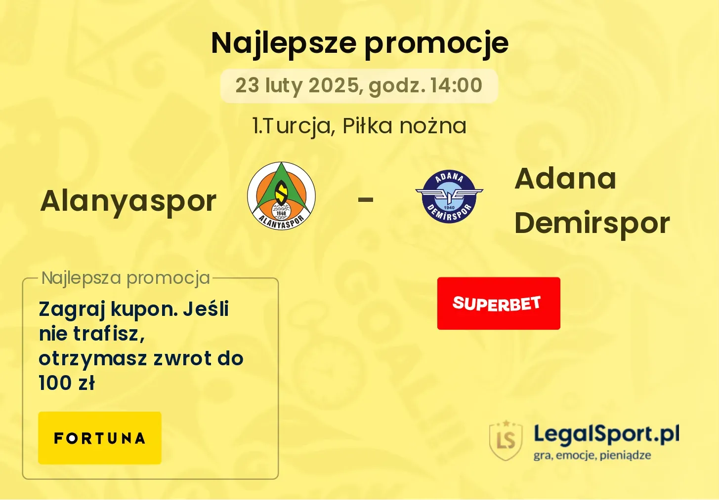 Alanyaspor - Adana Demirspor promocje bukmacherskie