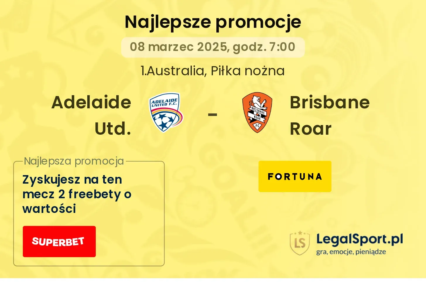 Adelaide Utd. - Brisbane Roar promocje bukmacherskie