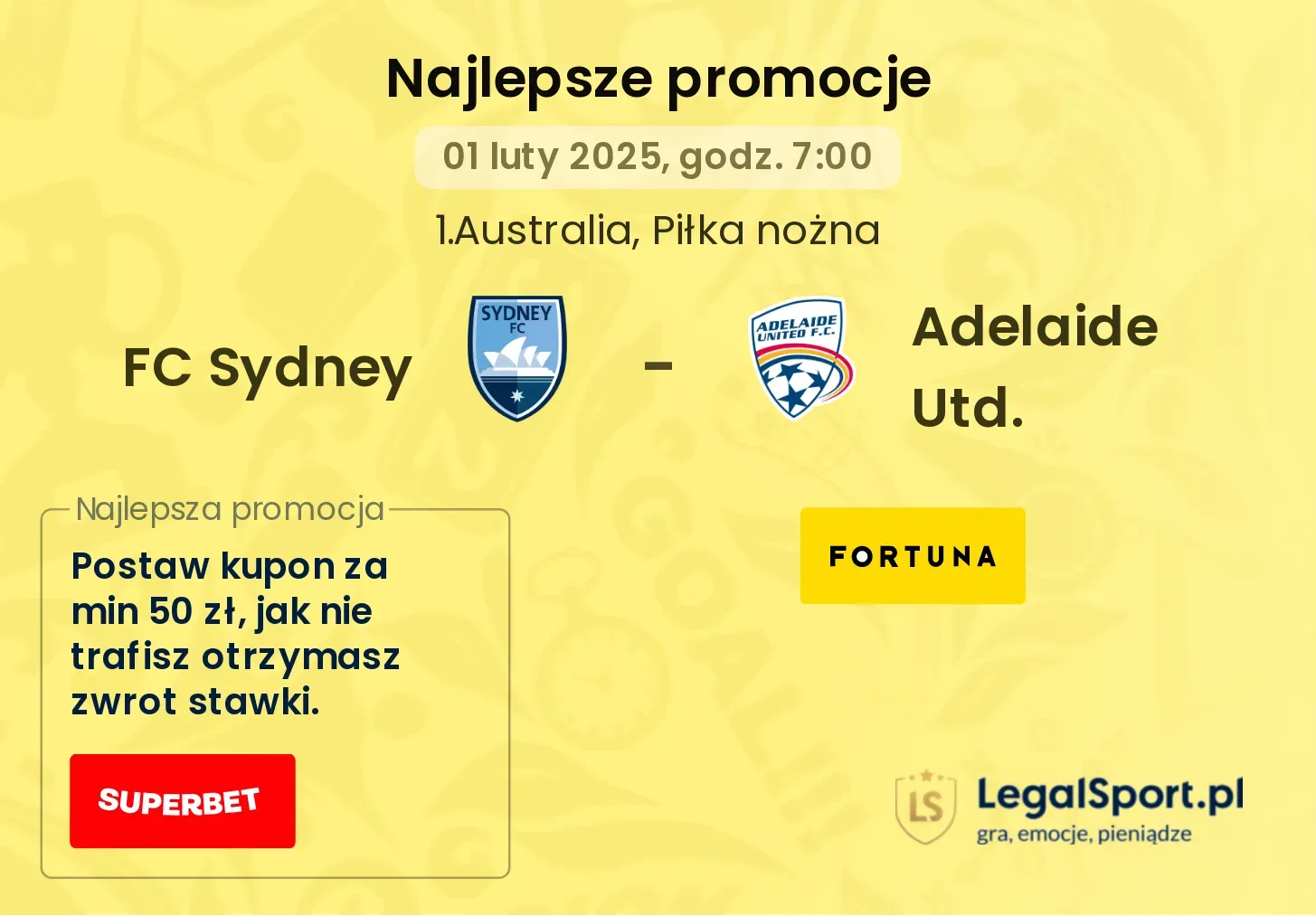 FC Sydney - Adelaide Utd. promocje bukmacherskie