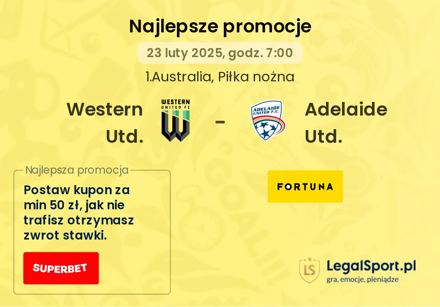 Western Utd. - Adelaide Utd. promocje bukmacherskie