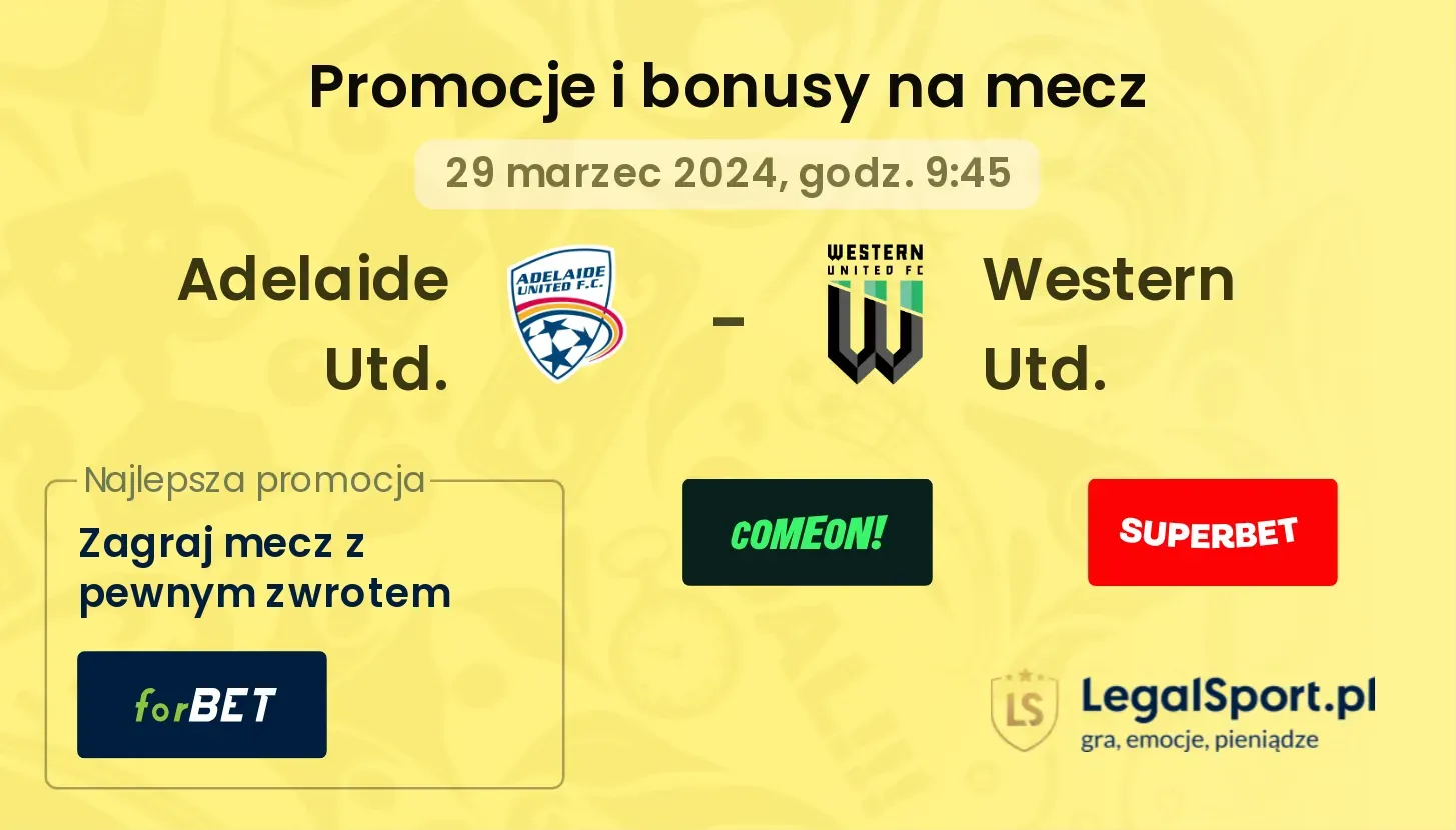Adelaide Utd. - Western Utd. promocje bonusy na mecz