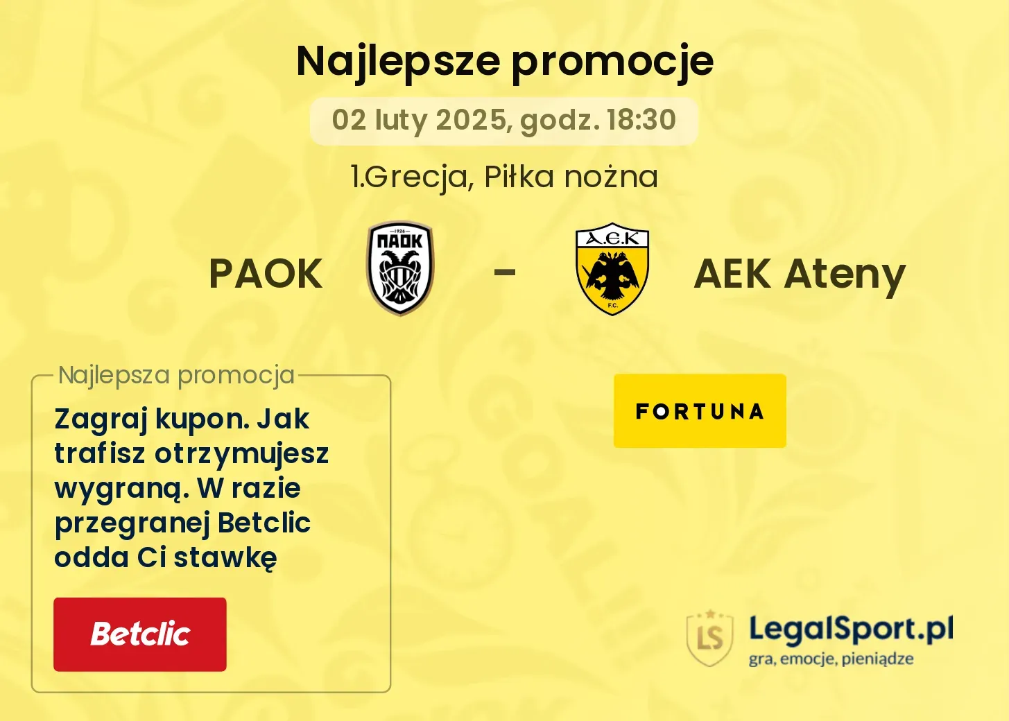 PAOK - AEK Ateny promocje u bukmacherów