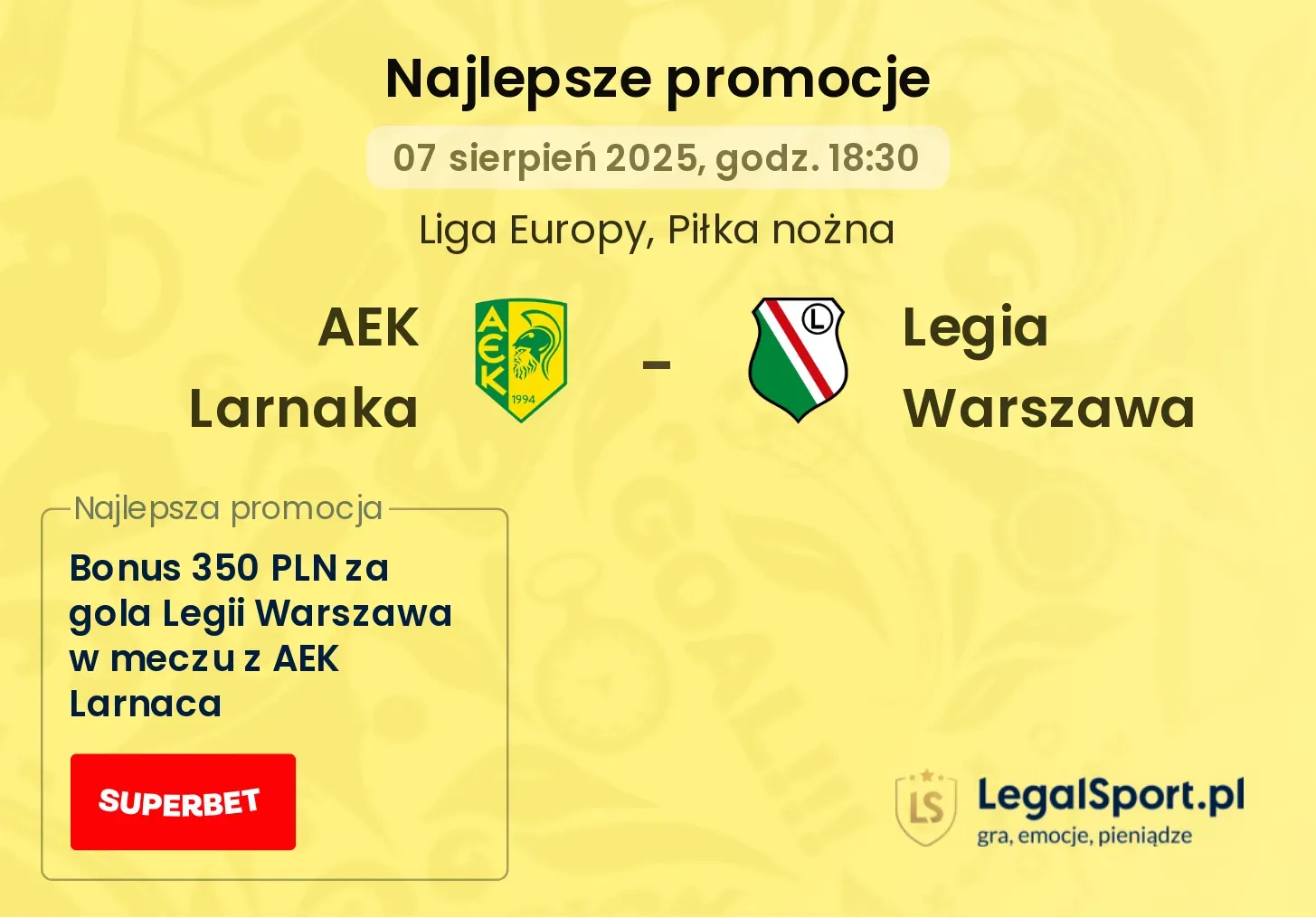 AEK Larnaka - Legia Warszawa promocje bukmacherskie