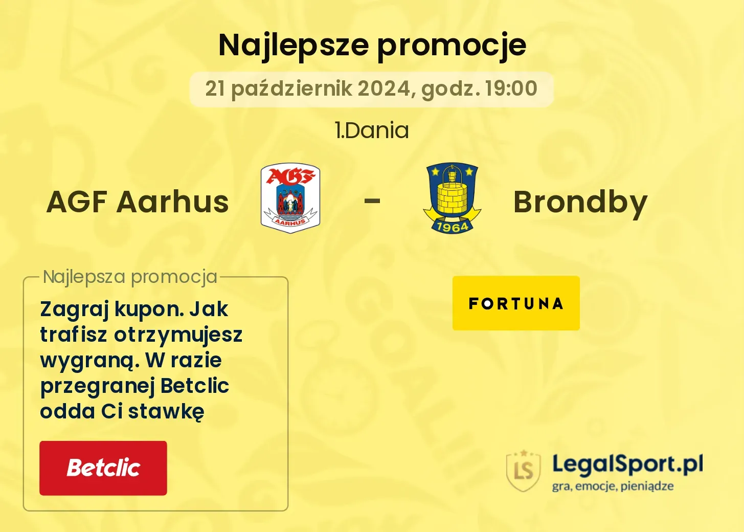 AGF Aarhus - Brondby promocje u bukmacherów 21.10, 19:00