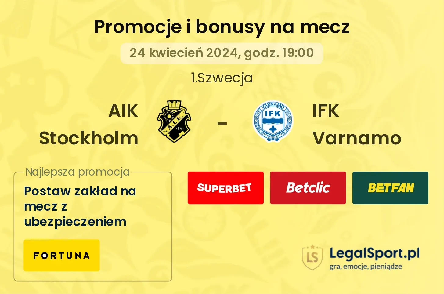 AIK Stockholm - IFK Varnamo promocje bonusy na mecz