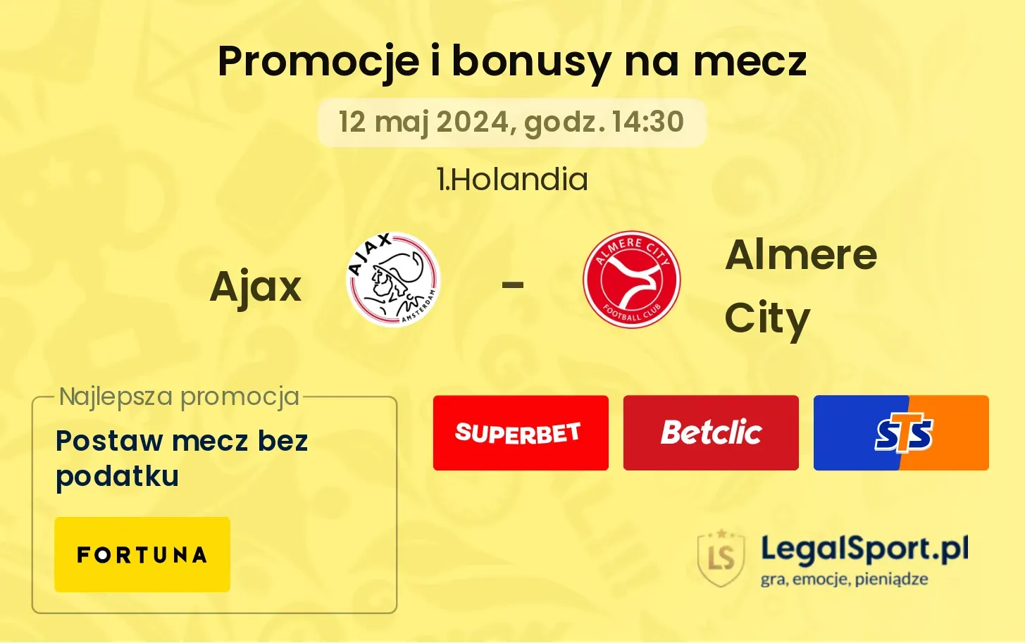 Ajax - Almere City promocje i bonusy (12.05, 14:30)