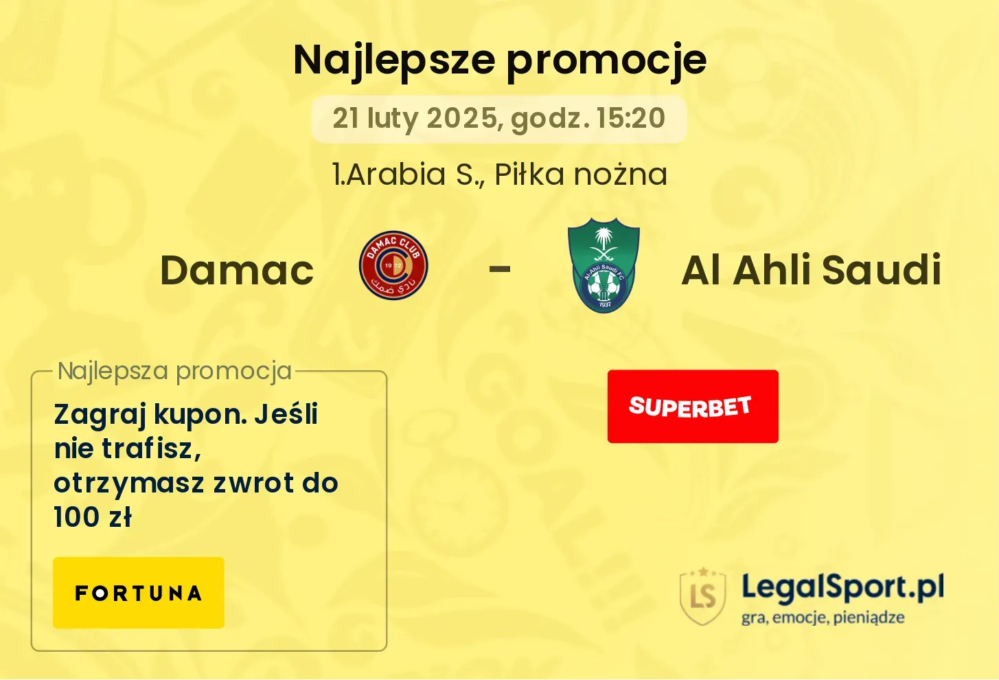 Damac - Al Ahli Saudi promocje bukmacherskie