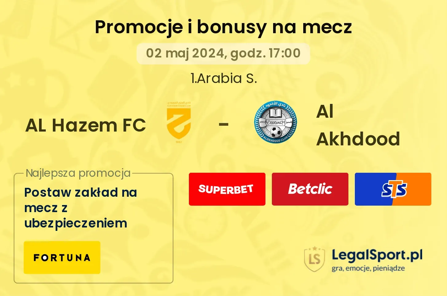 AL Hazem FC - Al Akhdood promocje bonusy na mecz