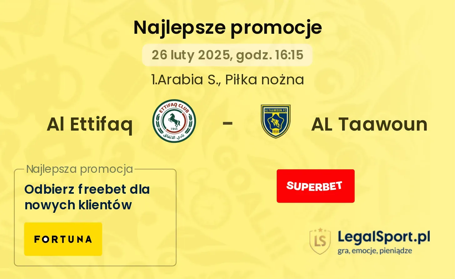 Al Ettifaq - AL Taawoun promocje u bukmacherów