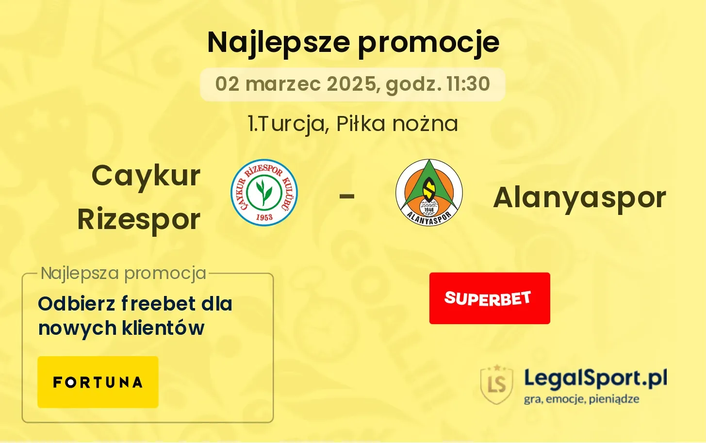 Caykur Rizespor - Alanyaspor promocje bukmacherskie