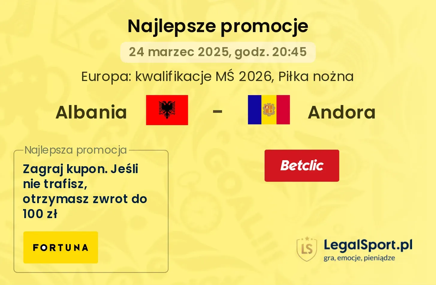 Albania - Andora promocje u bukmacherów