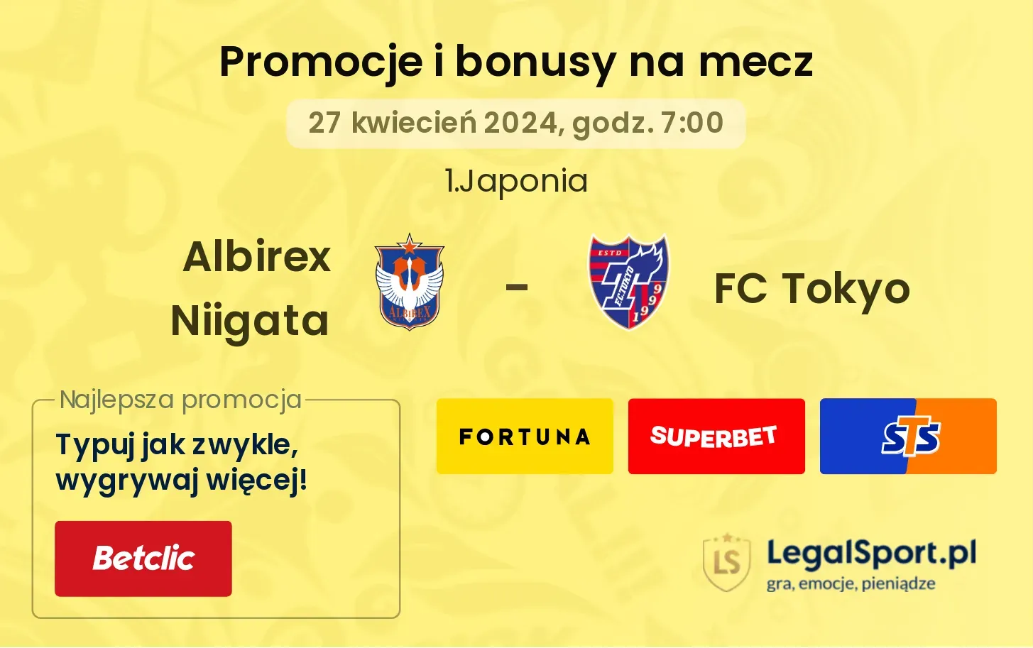 Albirex Niigata - FC Tokyo promocje bonusy na mecz