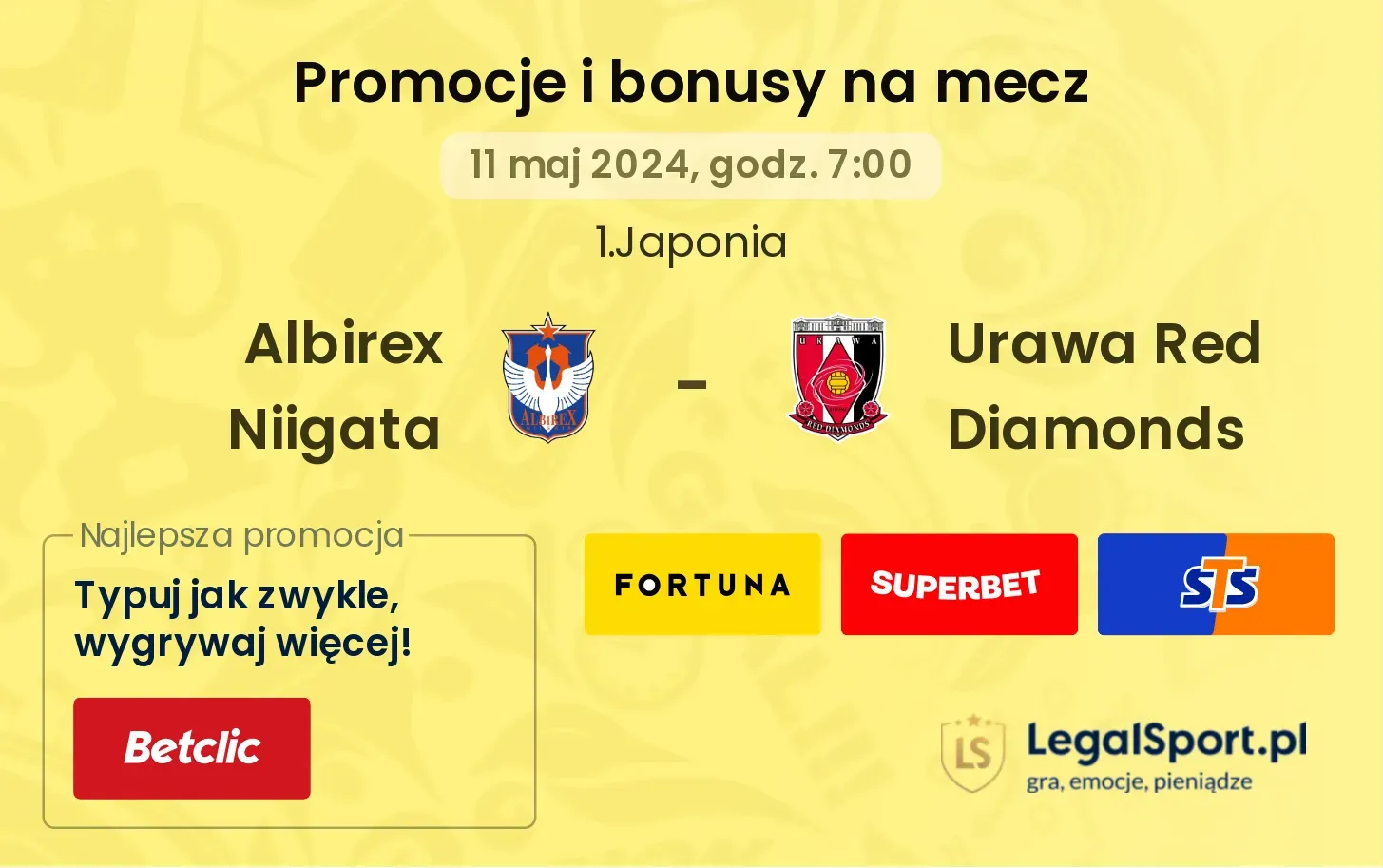 Albirex Niigata - Urawa Red Diamonds promocje bonusy na mecz
