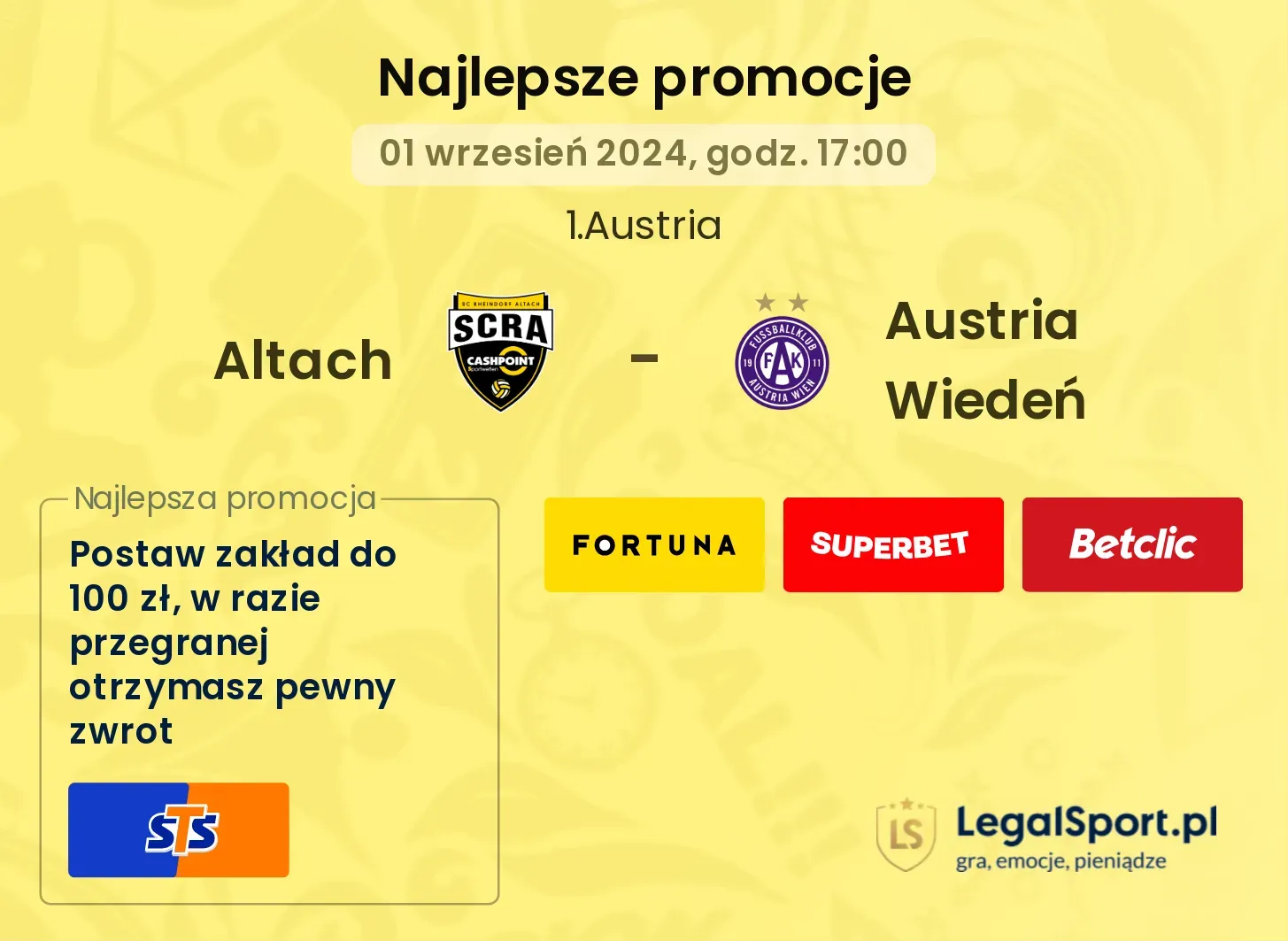 Austria Wiedeń - Altach promocje bukmacherskie