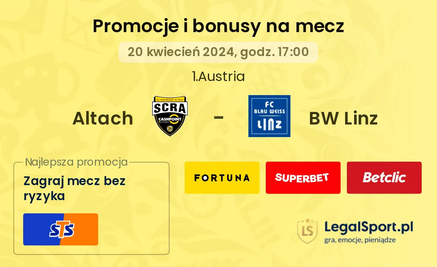 Altach - BW Linz promocje bonusy na mecz