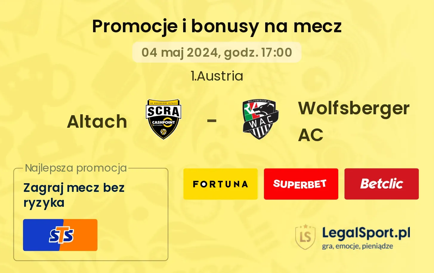 Altach - Wolfsberger AC promocje bonusy na mecz