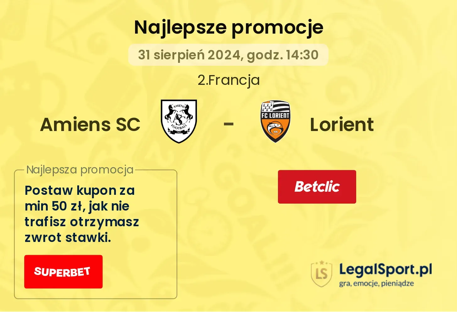 Lorient - Amiens SC promocje bukmacherskie
