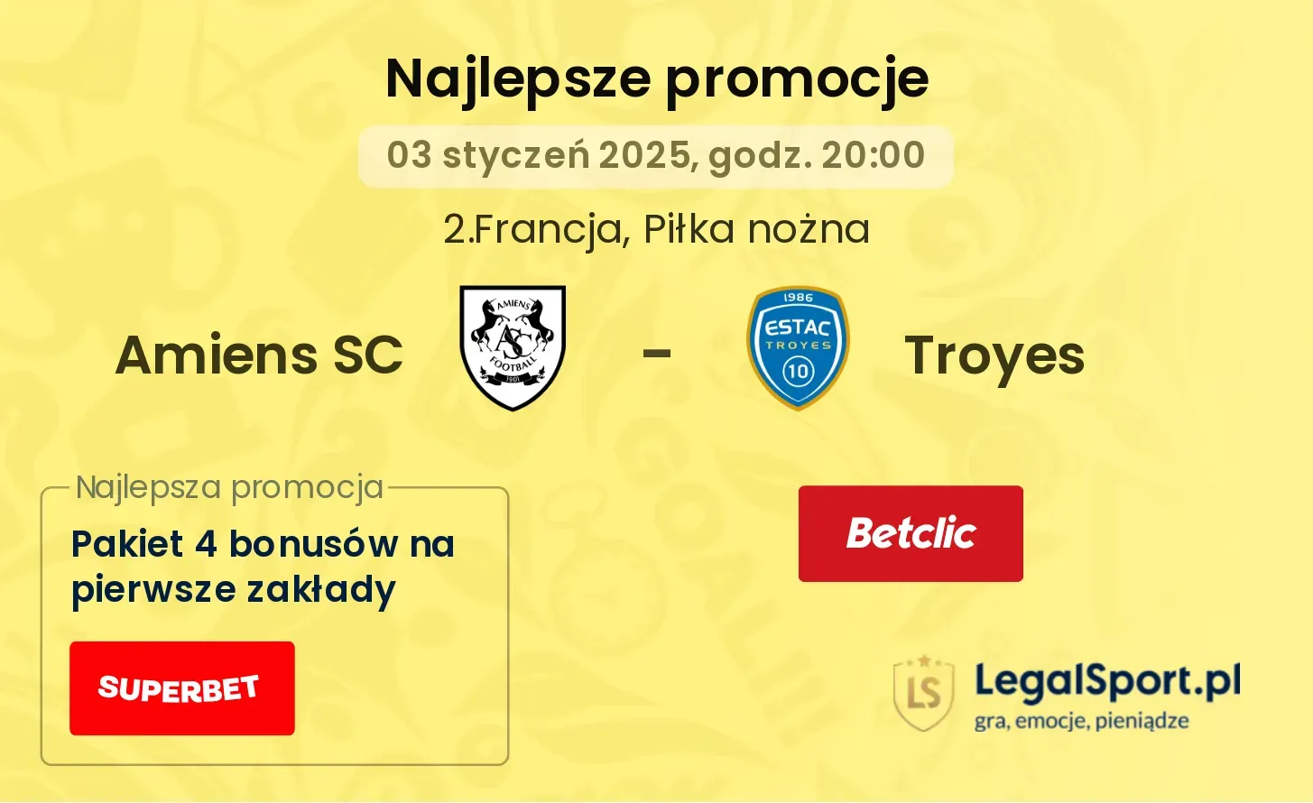 Amiens SC - Troyes promocje u bukmacherów