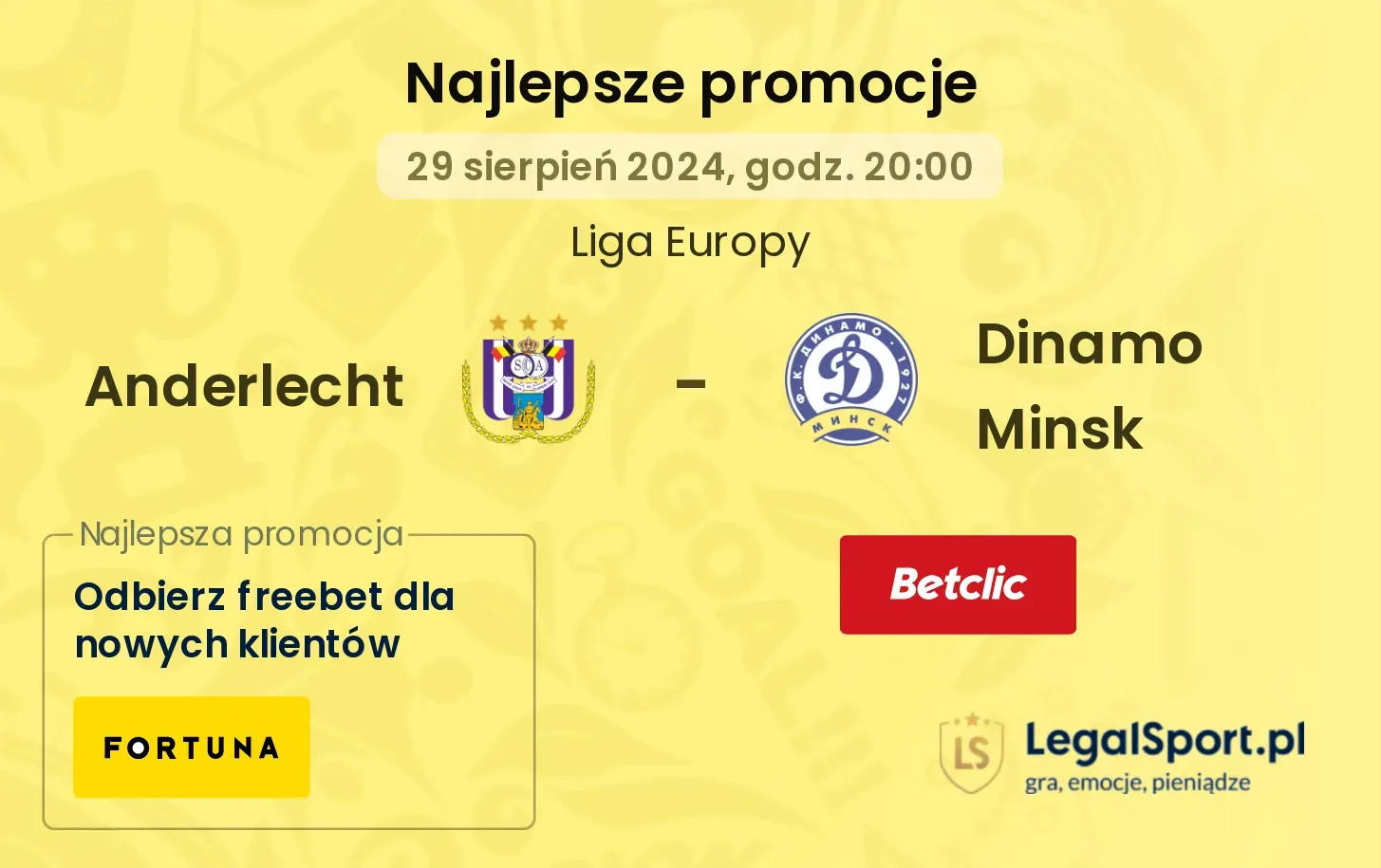 Anderlecht - Dinamo Minsk promocje bukmacherskie 29.08, 20:00