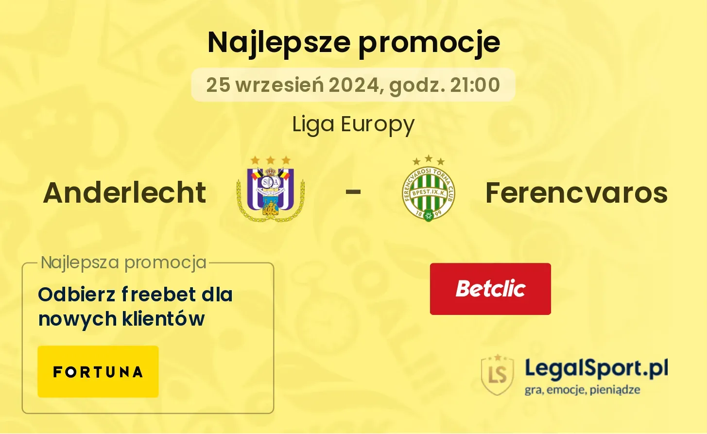 Anderlecht - Ferencvaros promocje bukmacherskie 25.09, 21:00